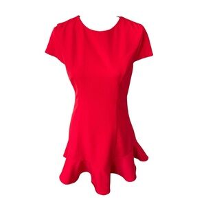 DO + BE Red Short Sleeve Flounced Hem Dress women small cocktail y2k going out